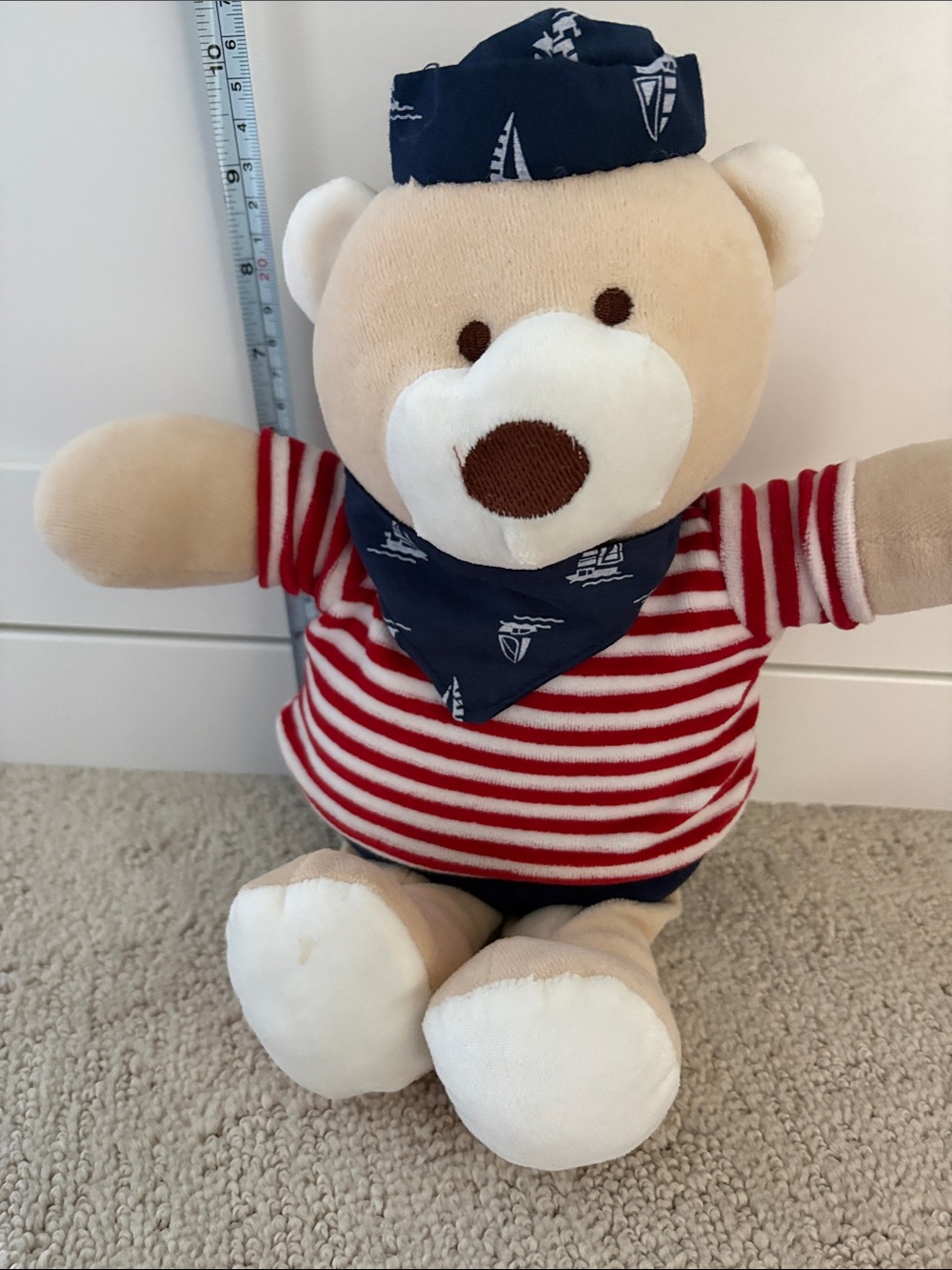 Stuffed Sailor Bear Plush Toy - Red & Navy